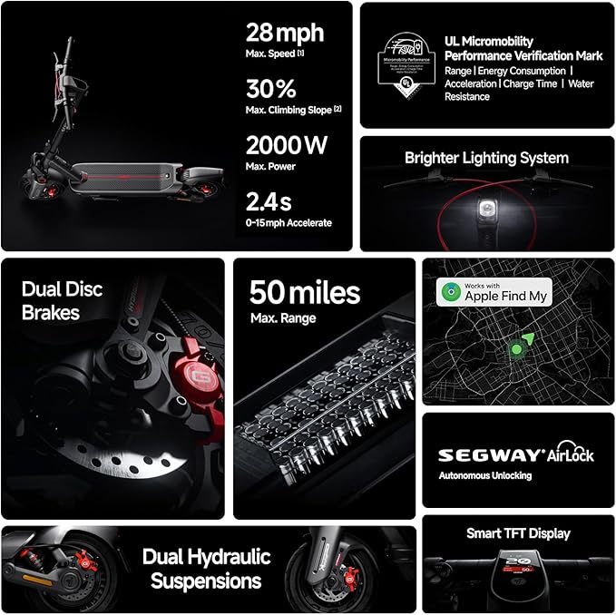 Multiple images and specs of a Segway Ninebot Max G3
