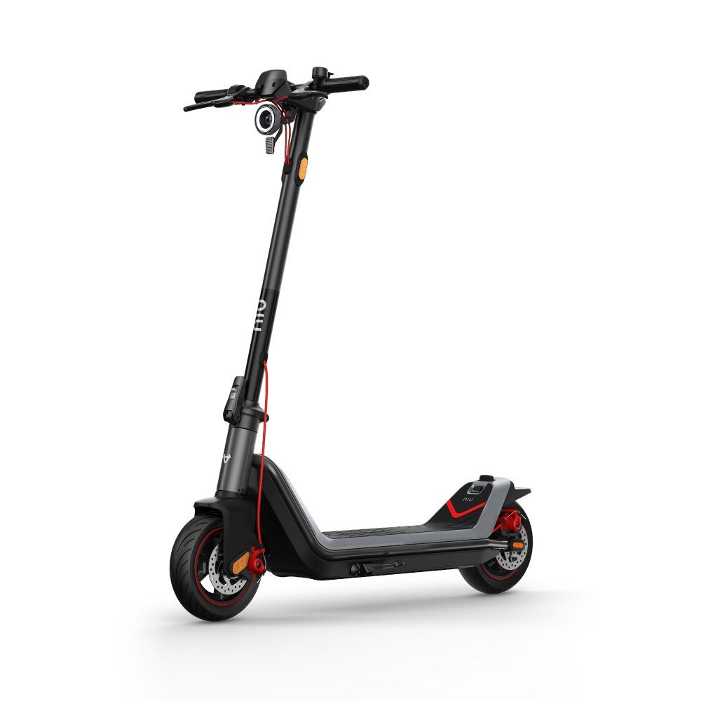Photo of the Niu KQi3 Max electric scooter featuring an integrated tailbox and digital display