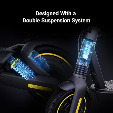 Close up on the suspension of a Segway Ninebot MAX G2 