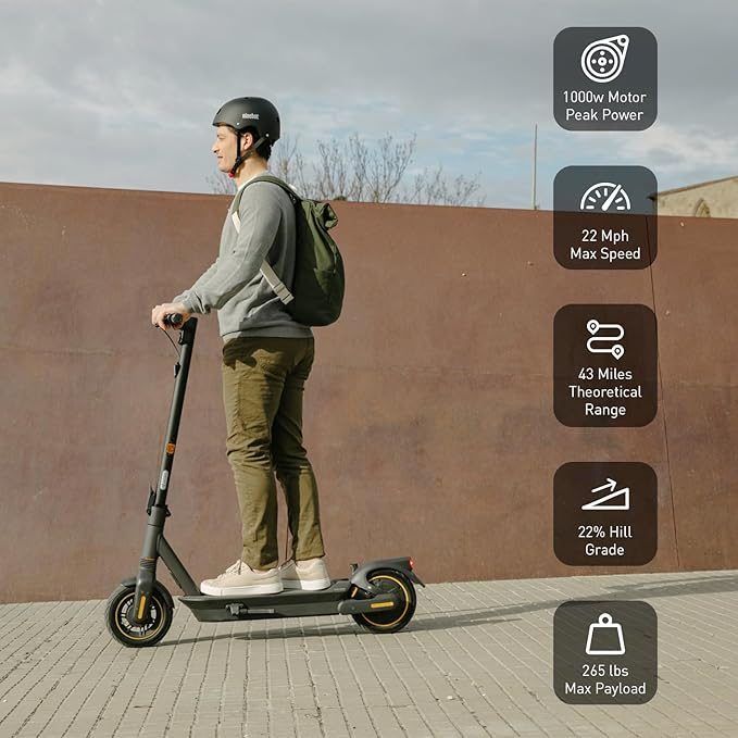 Segway Ninebot MAX G2 electric scooter in grey with enlarged deck and handlebar display